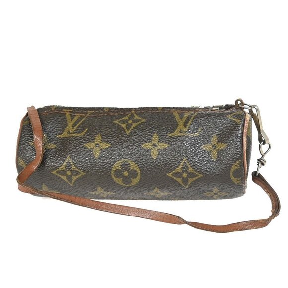 LOUIS VUITTON Logo Papillon Pouch Hand Bag Monogram Leather BN - Picture 1 of 15